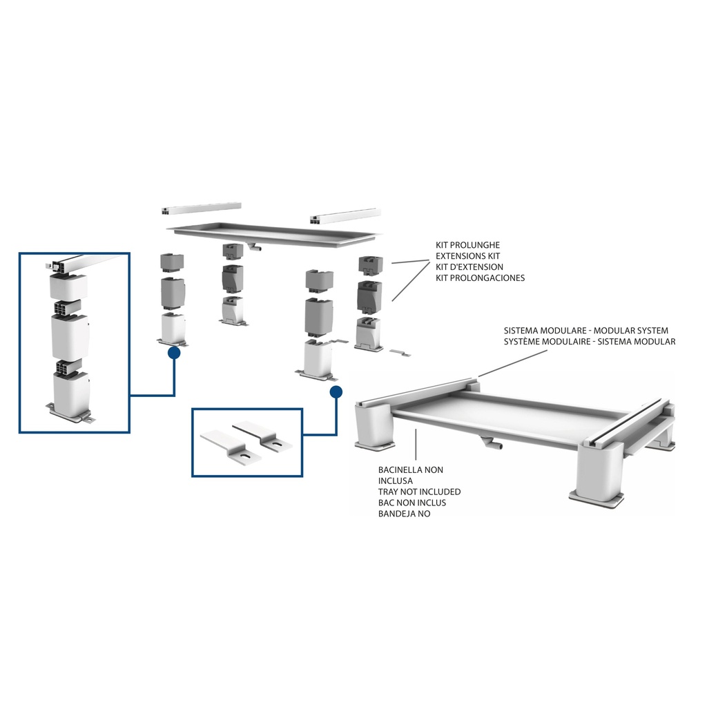 Set Prolunghe Höhe 130 mm für Slot-aus-System